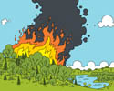forest fire cartoon